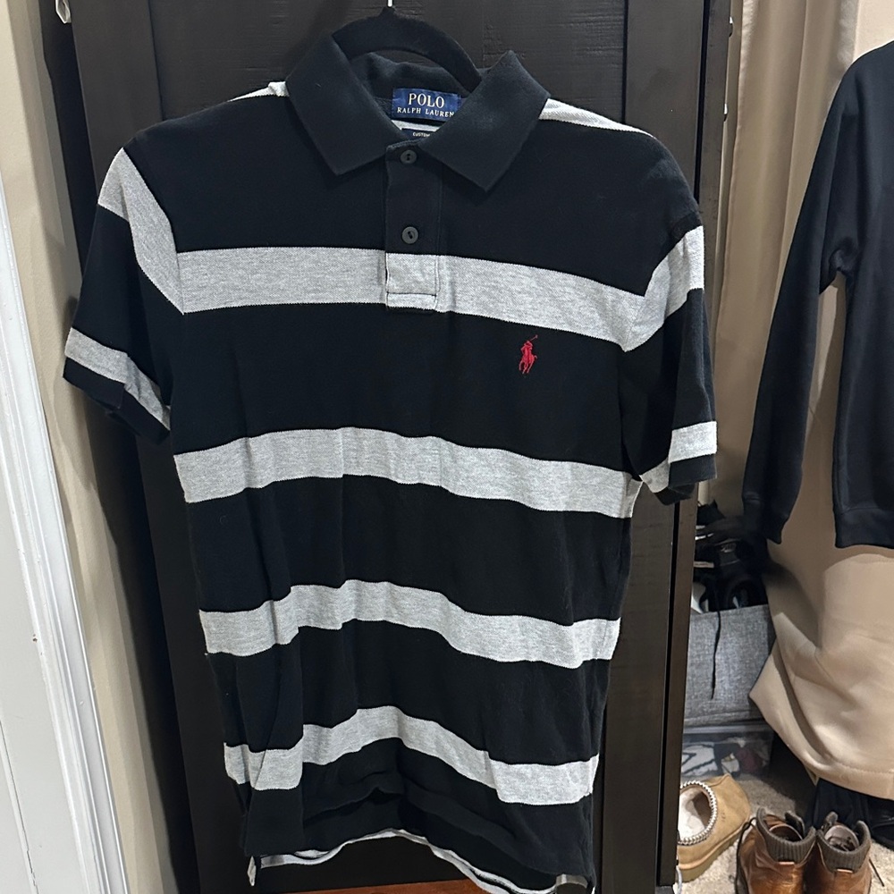 Ralph Lauren Black and Gray Striped Polo Shirt